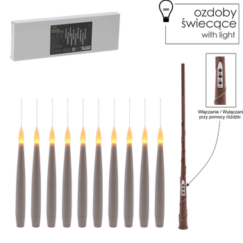 KPL. 10 WISZĄCYCH ŚWIECZEK LED Z RÓŻDŻKĄ 1,5 X 15,5 CM *9452