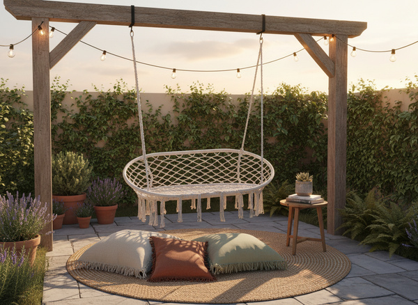 PODWÓJNY FOTEL WISZĄCY - HUŚTAWKA - SZARA