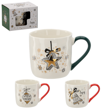KUBEK PORCELANOWY 320 ML MIX ŚWIĄTECZNYCH WZORÓW *1865