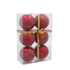 SET OF 6 CHRISTMAS BAUBLES RED 8 CM