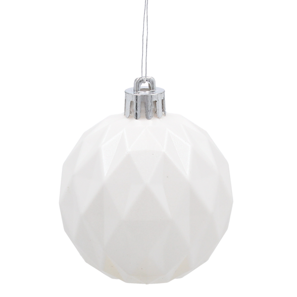 SET OF 16 BAUBLES 6 CM WHITE