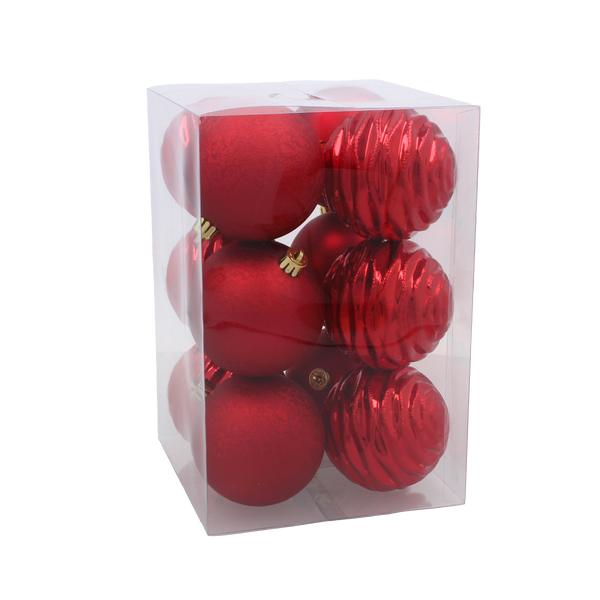 KPL. 12 BOMBS 8 CM RED / GOLD / SILVER *3757