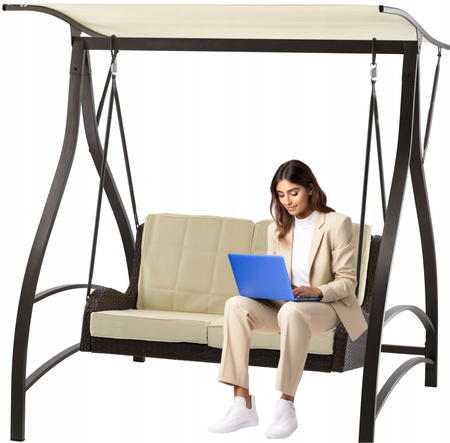 GARDEN SWING MADE OF TECHNORATTAN 166 X 130 X 170 CM BROWN PREMIUM