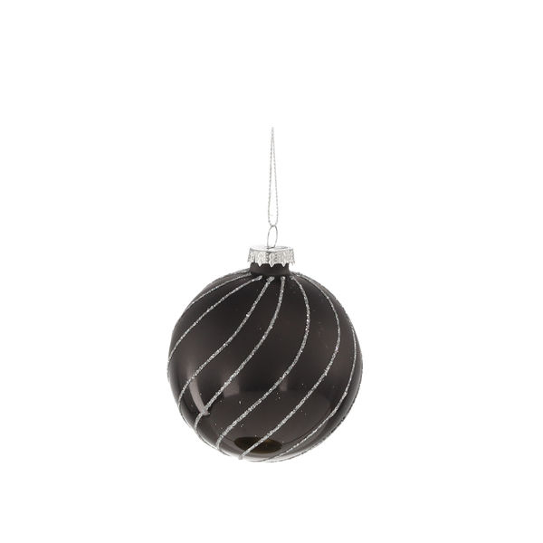 GLASS BAUBLE - BLACK MIX DESIGNS 8 CM