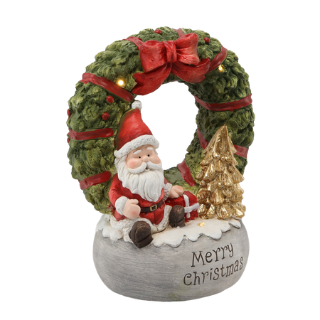 FIGURE OF THE NATIVITY SCENE - WREATH WITH SANTA "MERRY CHRISTMAS" 22 X 21 X 40 CM LED