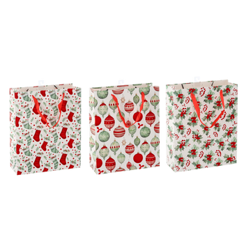 CHRISTMAS GIFT BAG "CHRISTMAS SYMBOLS" 26 x 32 x 10 CM MIX DESIGNS