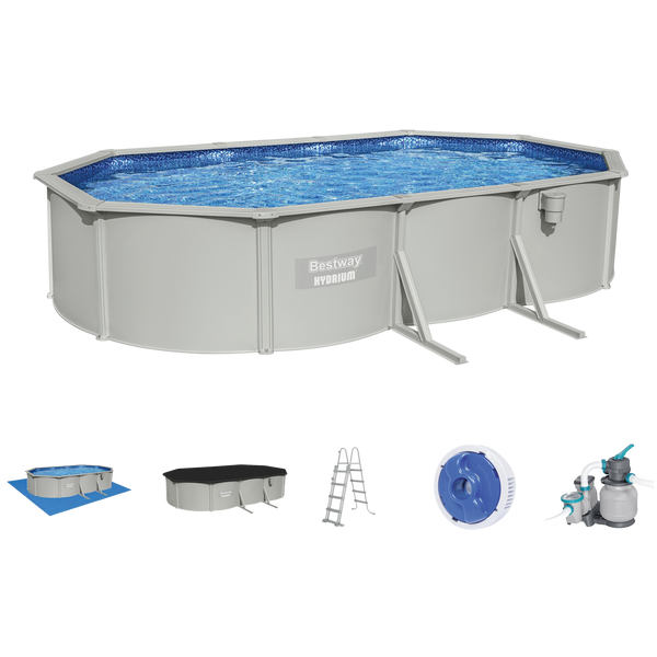 PISCINĂ CADRU 6,10m x 3,60m x 1,2m (PISCINĂ, POMPĂ FILTRU, SCARA, PARDOSEALĂ) *6712