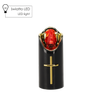 CANDELA LED RICO 12,5CM CU BATERII NEGRU+AUR FLACĂRA ROȘIE*7989