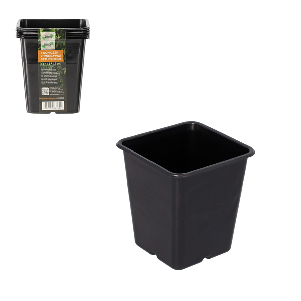 SET OF 5 PLASTIC POTS 11 X 11 X 12 CM