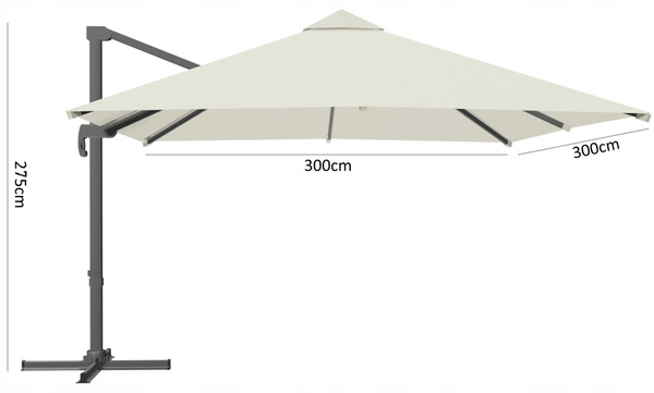 PARASOL DE GRĂDINĂ "ROMA" 3 x 3 M BEJ CU HUSĂ