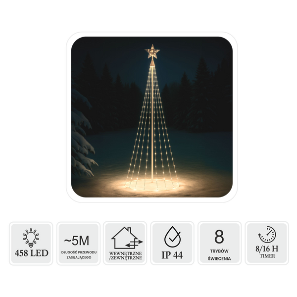 LED CONE CHRISTMAS TREE WITH STAR 3M 458L WARM WHITE IP44