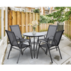 ZESTAW MEBLI OGRODOWYCH - 4 KRZESŁA + OKRĄGŁY STOLIK - CZARNY