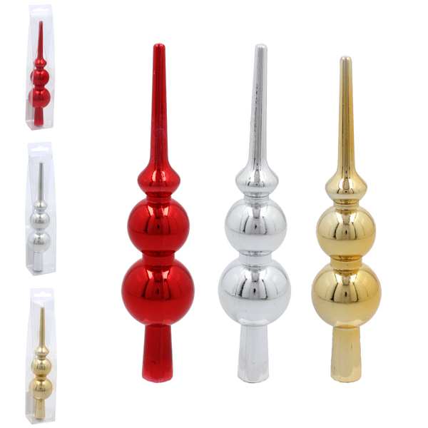 CHRISTMAS TREE SPIKE 20 CM RED/GOLD/SILVER