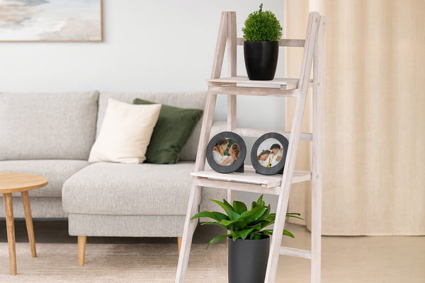 NATURAL/WHITENED LADDER SHELF WITH 3 SHELVES 42 X 39 X 109 CM