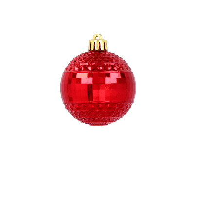 SET OF 6 BAUBLES 6 CM RED/GOLD/SILVER (TUBE)