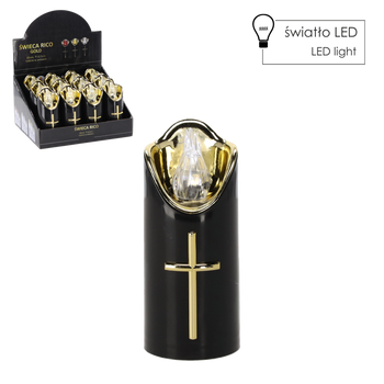 CANDLE LED RICO 12,5CM NEGRU+AURIU ALB RECE*8009