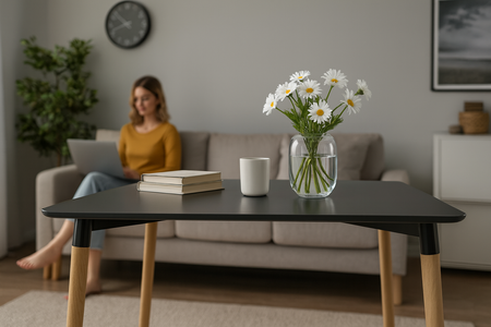 RECTANGULAR TABLE 120 X 80 X 74 CM - BLACK
