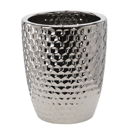 VASCĂ CERAMICĂ PENTRU GHIVECHE 31,5 x 31,5 x 38,5 CM ARGINTIE FOLIE DE MIERE *0251
