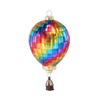 GLASS ORNAMENT - RAINBOW HOT AIR BALLOON 7,3 X 13,5 CM