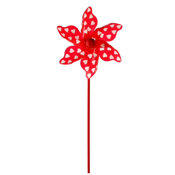 PINWHEEL WITH HEARTS 9 x 27,5 CM WHITE/RED