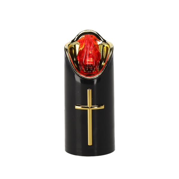 LED CANDLE RICO 12.5CM WITH BATTERIES BLACK+GOLD RED FLAME*7989