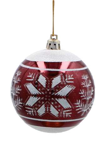 SET OF 6 CHRISTMAS BAUBLES DARK RED 8 CM