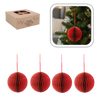 SET OF 4 CHRISTMAS TREE PAPER BAUBLES 7 CM RED