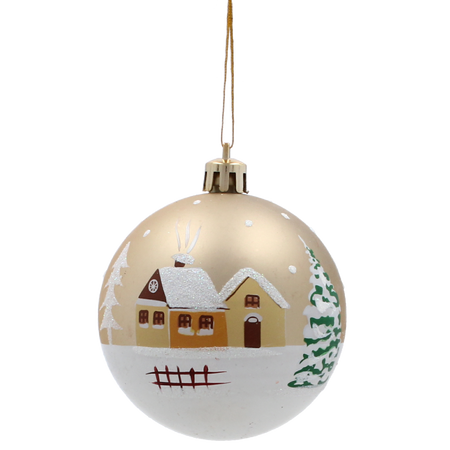 SET OF 6 CHRISTMAS BAUBLES GOLD 7 CM