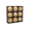 SET OF 9 BAUBLES 6 CM RED/GOLD/SILVER