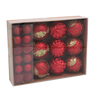 SET OF 33 CHRISTMAS BAUBLES RED, SILVER, GOLD