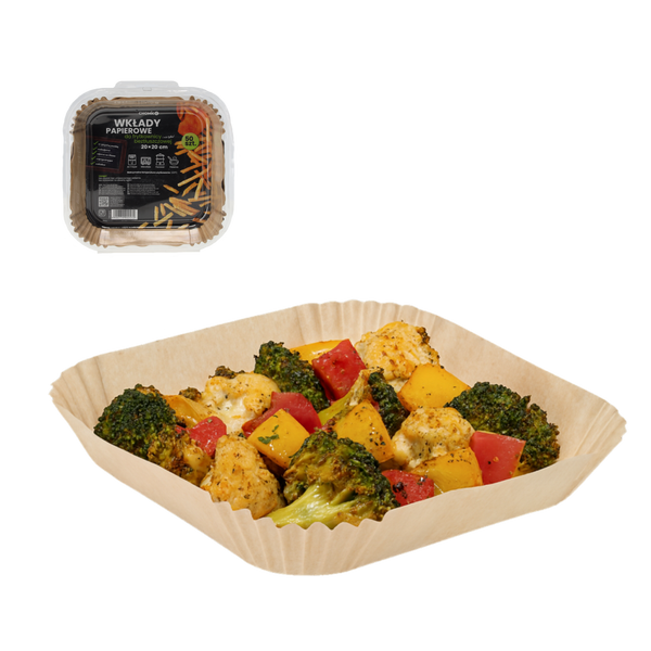 SET 50 ÎNLOCURI PENTRU FRITEUZE FĂRĂ ULEI PENTRU HâRTIE PATRATĂ 20 X 4,5 CM *2572