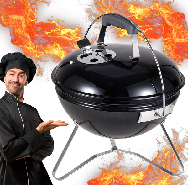 CHARCOAL KETTLE BBQ ON LEGS WITH LID 37 x 37 x 44 CM