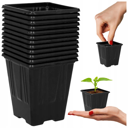 SET OF 12 PLASTIC POTS 7 x 7 x 8 CM