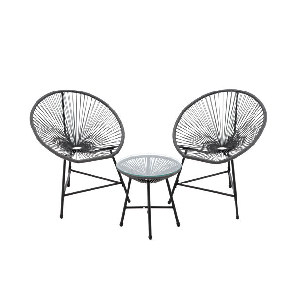 GARDEN FURNITURE SET (2 CHAIRS, TABLE) - GREY