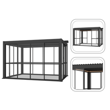 POSUVNÉ POLYKAARBONÁTOVÉ DVERÁ DO HLINÍKOVEJ PERGOLY ŠEDÁ 4 M *0616