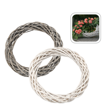WICKER WREATH 40 CM WHITE / GRAY