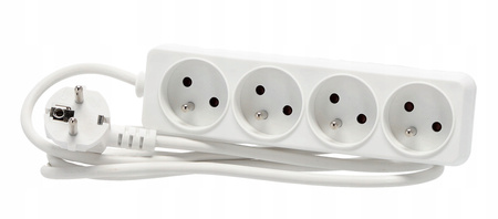 EXTENSION CORD POWER STRIP 4 SOCKETS 1.5M WHITE