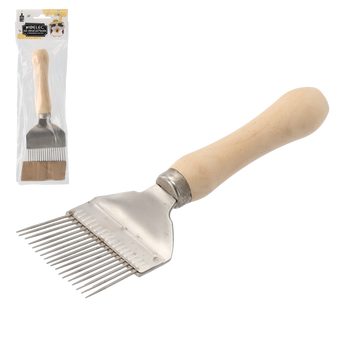 HONEY UNCAPPING FORK WITH WOODEN HANDLE 20 x 6.5 CM