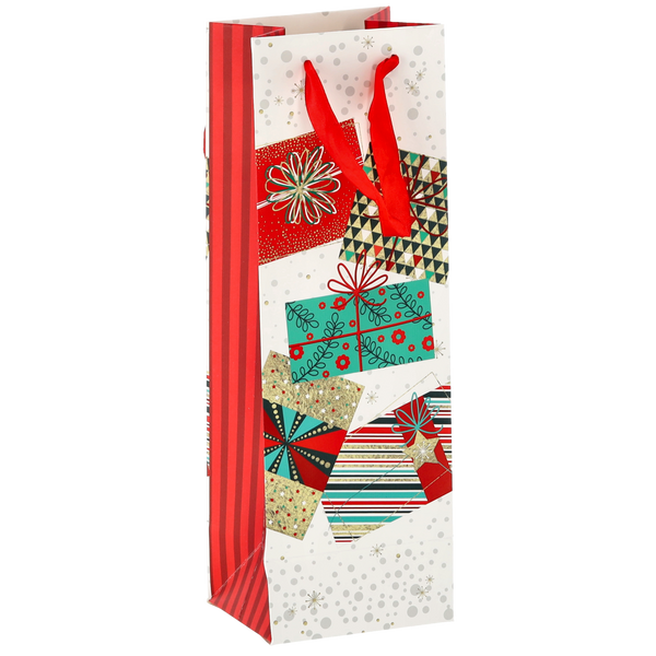 CHRISTMAS GIFT WINE BAG PINK 36 x 12 x 10 CM