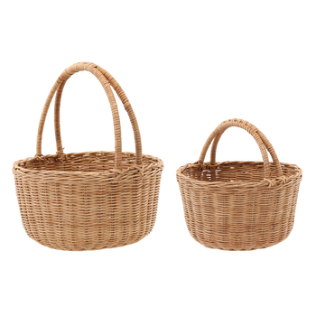 ZESTAW 2 KOSZYKÓW RATTANOWYCH Z UCHWYTEM – NATURALNY