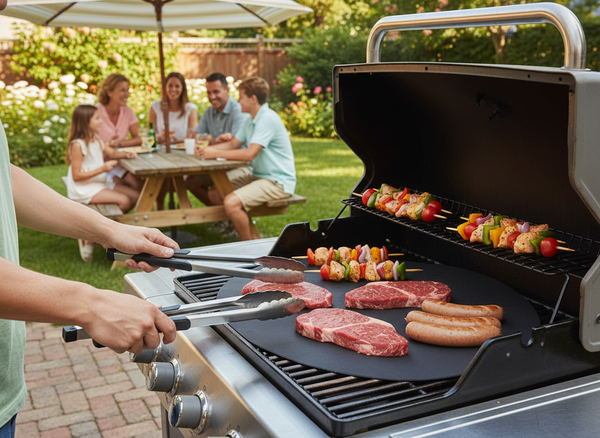 KPL. 2 OKRĄGŁYCH MAT TEFLONOWYCH DO PIECZENIA NA GRILLU 40 CM