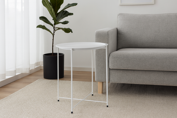 STOLIK KAWOWY OKRĄGŁY 47 x 47 x 50,5 CM BIAŁY *1074