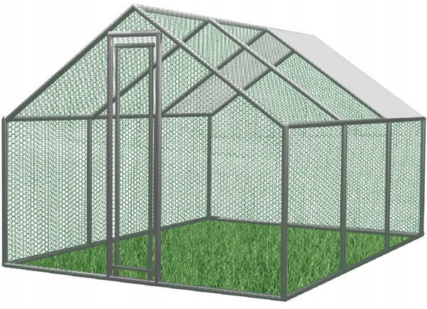 WOLIERA / ZAGRODA METALOWA DLA ZWIERZĄT 4.5 x 3 x 1.95 M Z CZĘŚCIOWYM ZADASZENIEM
