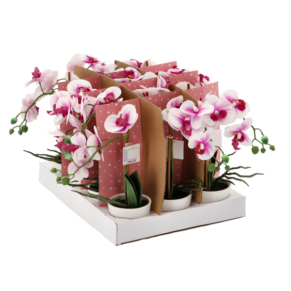 ARTIFICIAL FLOWER - MIX OF 3 COLORS ORCHID 30 CM PACK=12 PCS