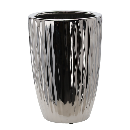 CERAMIC COVER FOR A POT 29 x 29 x 41,5 CM SILVER WAVY