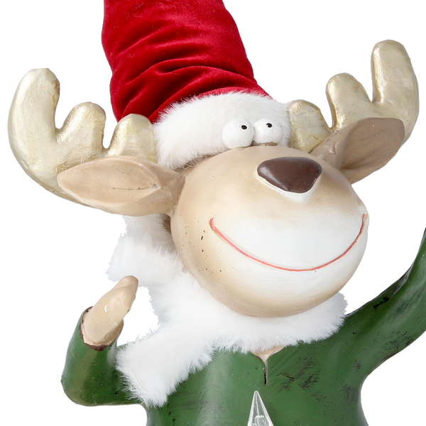 CHRISTMAS FIGURINE - REINDEER SITTING BOY / GIRL WITH HANGING LEGS 60CM LED