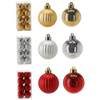 SET OF 16 BAUBLES 4 CM RED/GOLD/SILVER