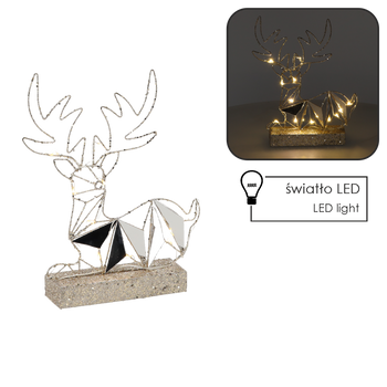 OZDOBA ŚWIĄTECZNA - RENIFER LED SIEDZĄCY 38 CM GEOMETRYCZNY *6321