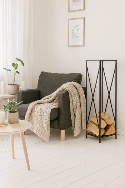 suport metalic pentru lemne de foc 34X34X111CM