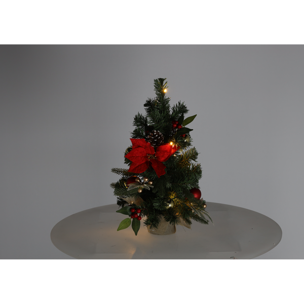 BRAD DE CRĂCIUN 15 LED 50 CM ROȘU-OROARE *0721